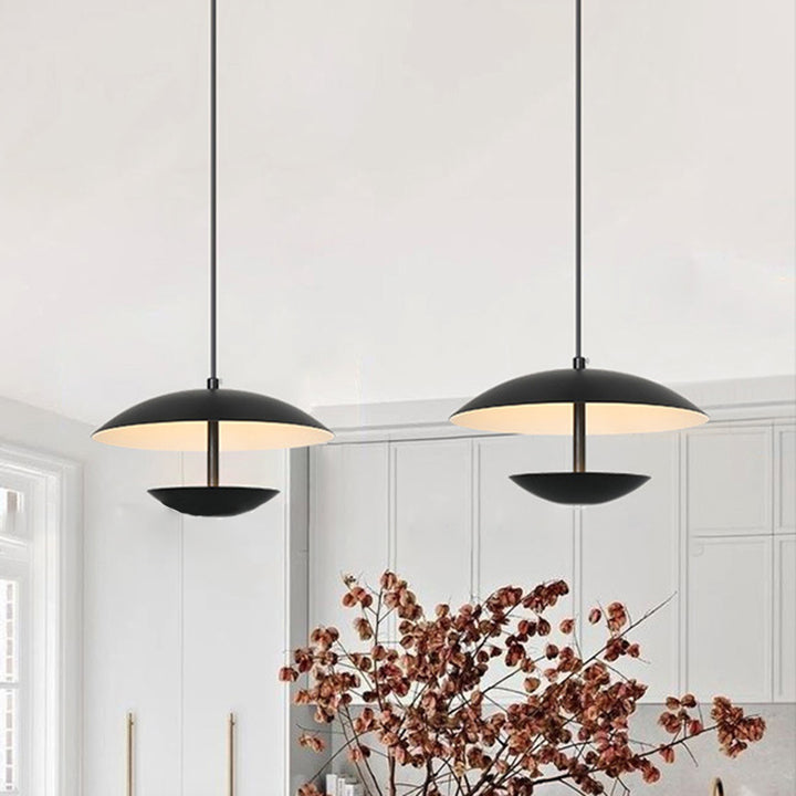 Lustre LED en forme d'OVNI en fer créatif contemporain en demi-cercle pour chambre et salon 