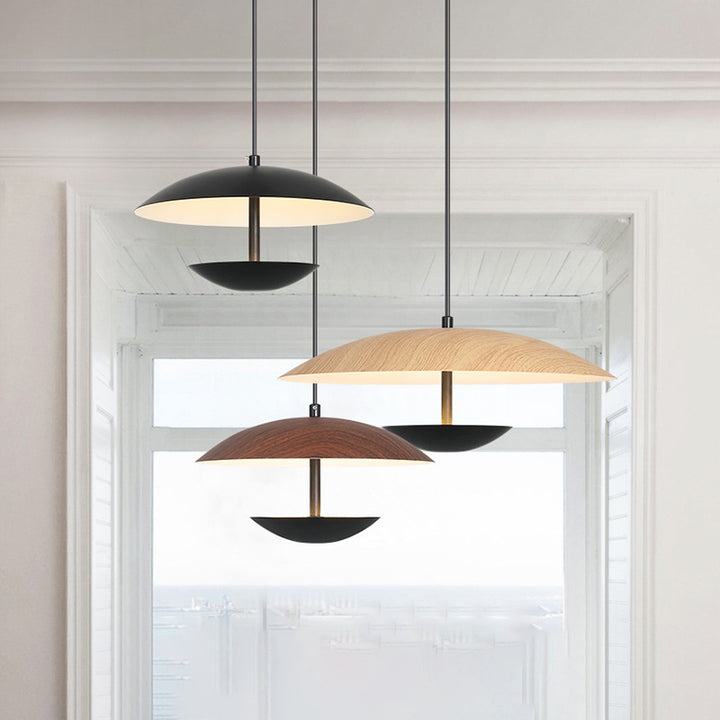 Lustre LED en forme d'OVNI en fer créatif contemporain en demi-cercle pour chambre et salon 