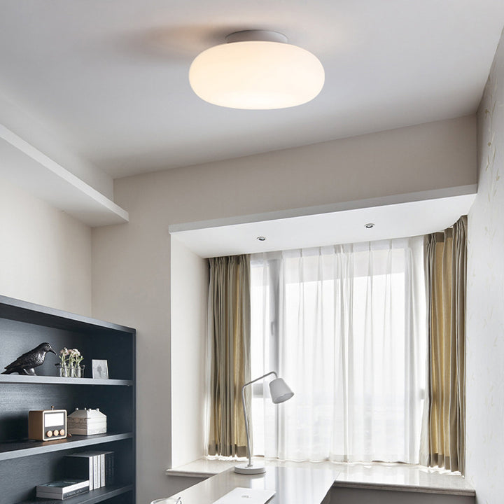 Moderna Minimalista Lámpara de Techo LED Montaje Semi-empotrado en Forma de Manzana de Hierro y PE para Dormitorio y Sala de Estar 