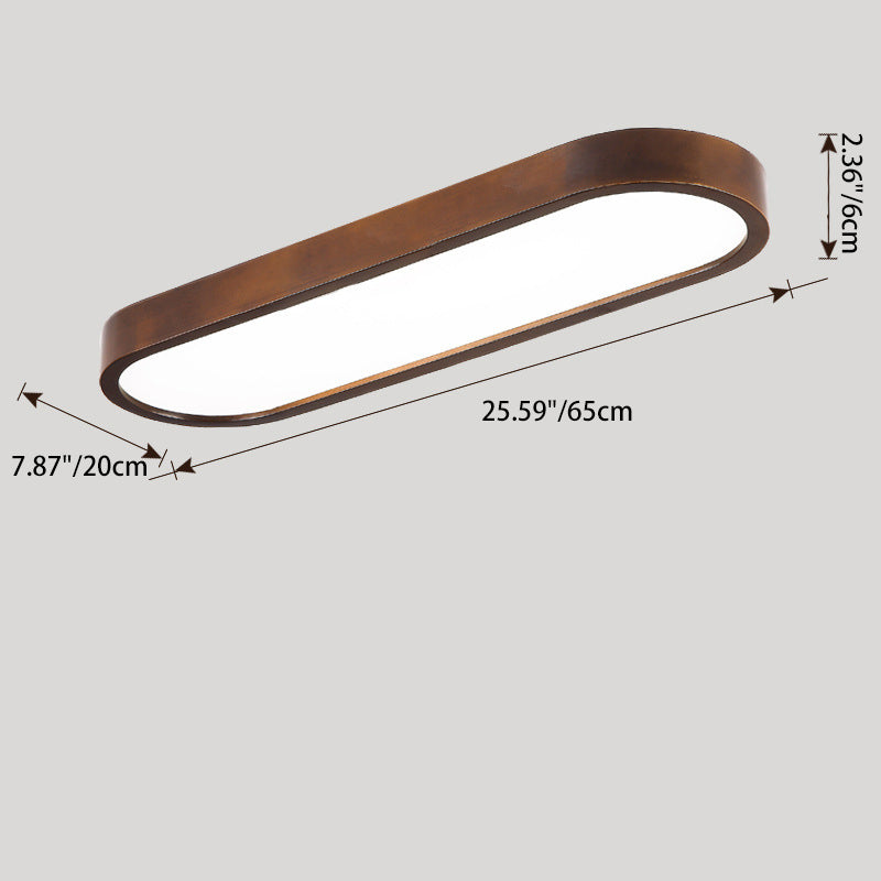Modern Minimalist Rubberwood & Acrylic Oval LED Flush Mount Ceiling Light For Bedroom & Living Room
