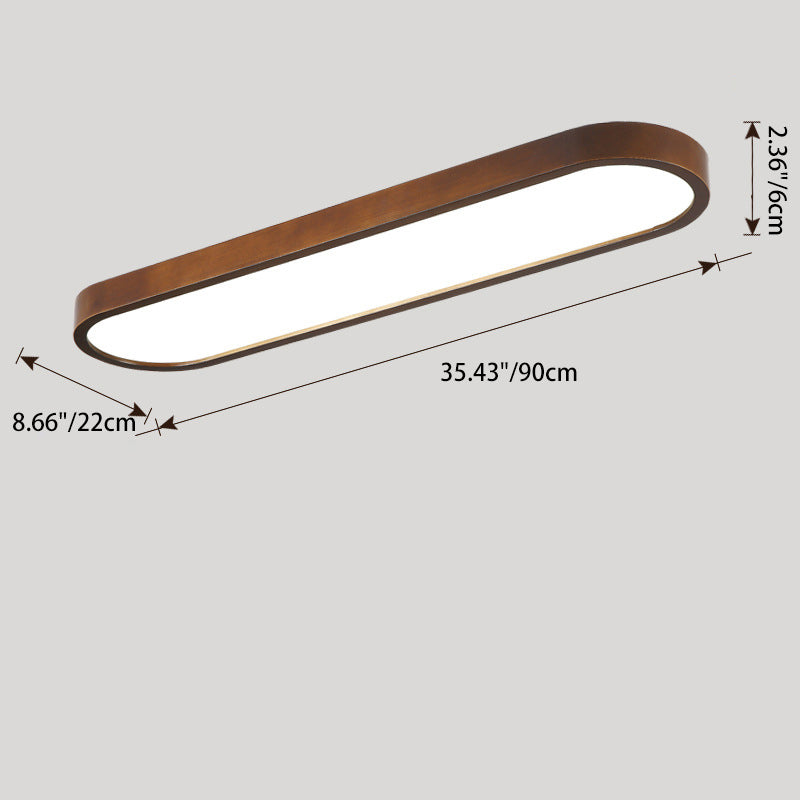 Modern Minimalist Rubberwood & Acrylic Oval LED Flush Mount Ceiling Light For Bedroom & Living Room