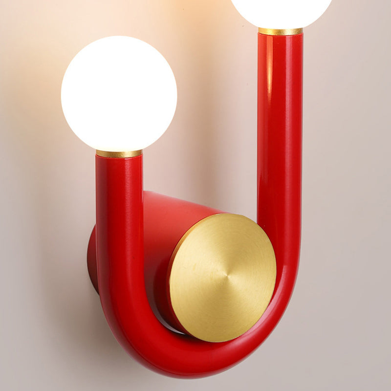 Traditional Japanese Iron Acrylic Aluminum U Shaped Round LED Wall Sconce Lamp For Bedroom &amp; Living Room