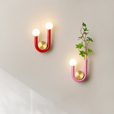 Traditional Japanese Iron Acrylic Aluminum U Shaped Round LED Wall Sconce Lamp For Bedroom & Living Room