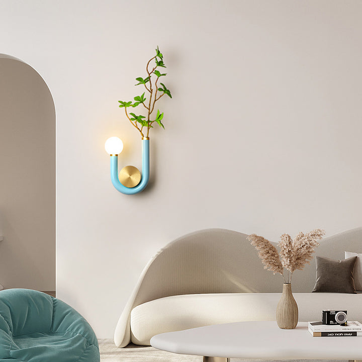 Traditional Japanese Iron Acrylic Aluminum U Shaped Round LED Wall Sconce Lamp For Bedroom &amp; Living Room