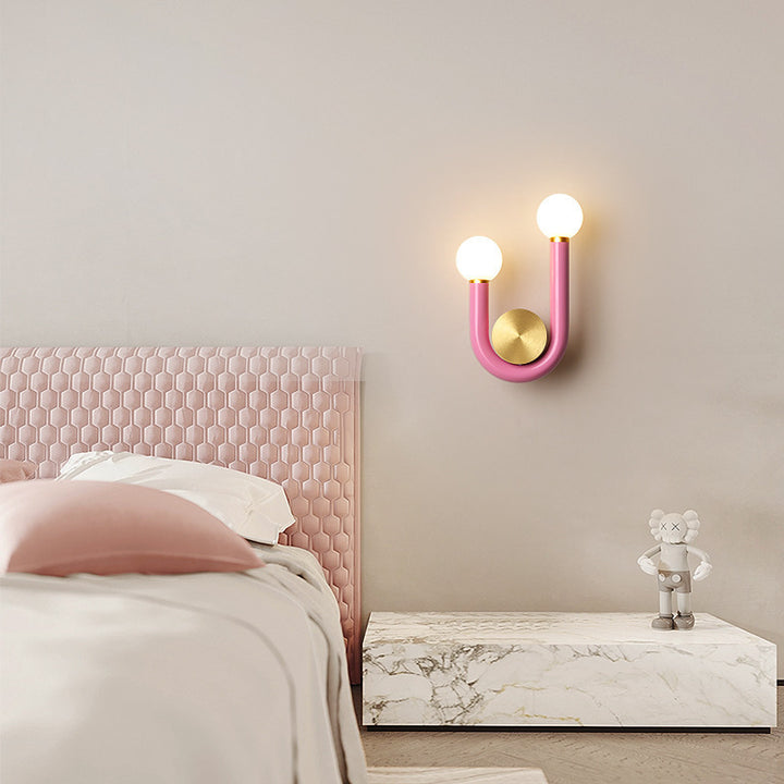 Traditional Japanese Iron Acrylic Aluminum U Shaped Round LED Wall Sconce Lamp For Bedroom &amp; Living Room