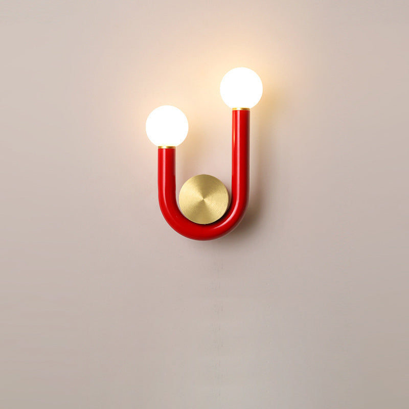 Traditional Japanese Iron Acrylic Aluminum U Shaped Round LED Wall Sconce Lamp For Bedroom &amp; Living Room