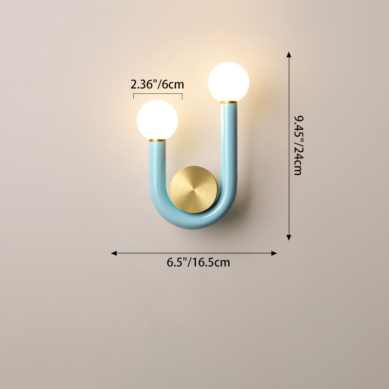 Traditional Japanese Iron Acrylic Aluminum U Shaped Round LED Wall Sconce Lamp For Bedroom &amp; Living Room
