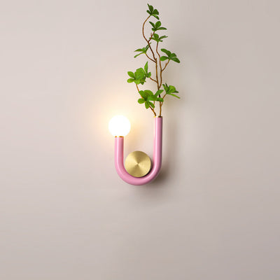 Traditional Japanese Iron Acrylic Aluminum U Shaped Round LED Wall Sconce Lamp For Bedroom & Living Room