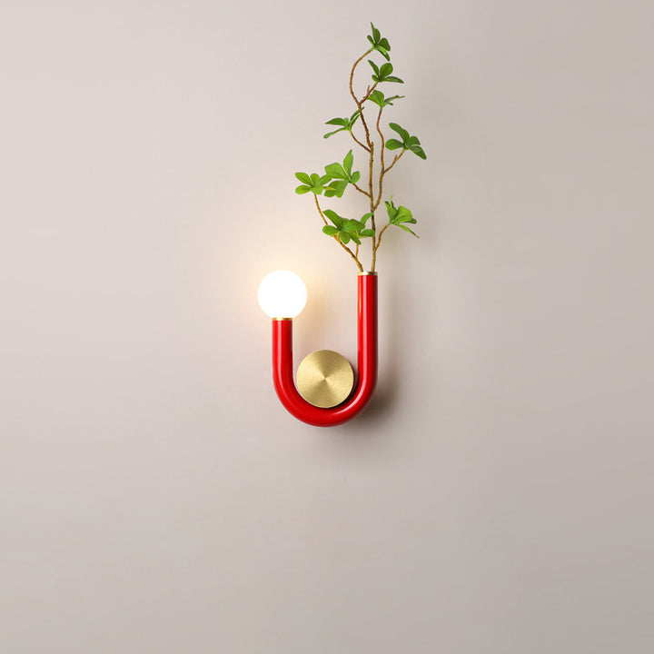 Traditional Japanese Iron Acrylic Aluminum U Shaped Round LED Wall Sconce Lamp For Bedroom &amp; Living Room