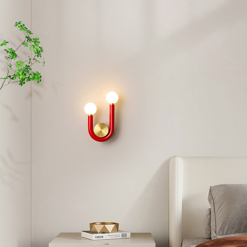 Traditional Japanese Iron Acrylic Aluminum U Shaped Round LED Wall Sconce Lamp For Bedroom &amp; Living Room