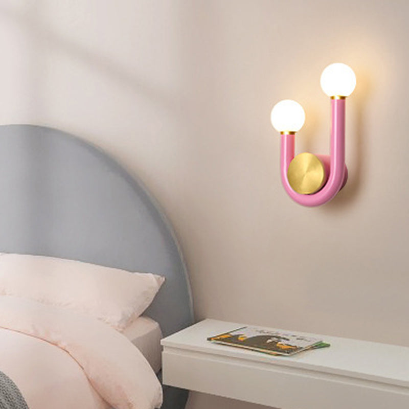 Traditional Japanese Iron Acrylic Aluminum U Shaped Round LED Wall Sconce Lamp For Bedroom &amp; Living Room