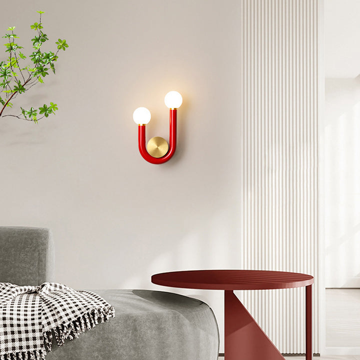 Traditional Japanese Iron Acrylic Aluminum U Shaped Round LED Wall Sconce Lamp For Bedroom &amp; Living Room