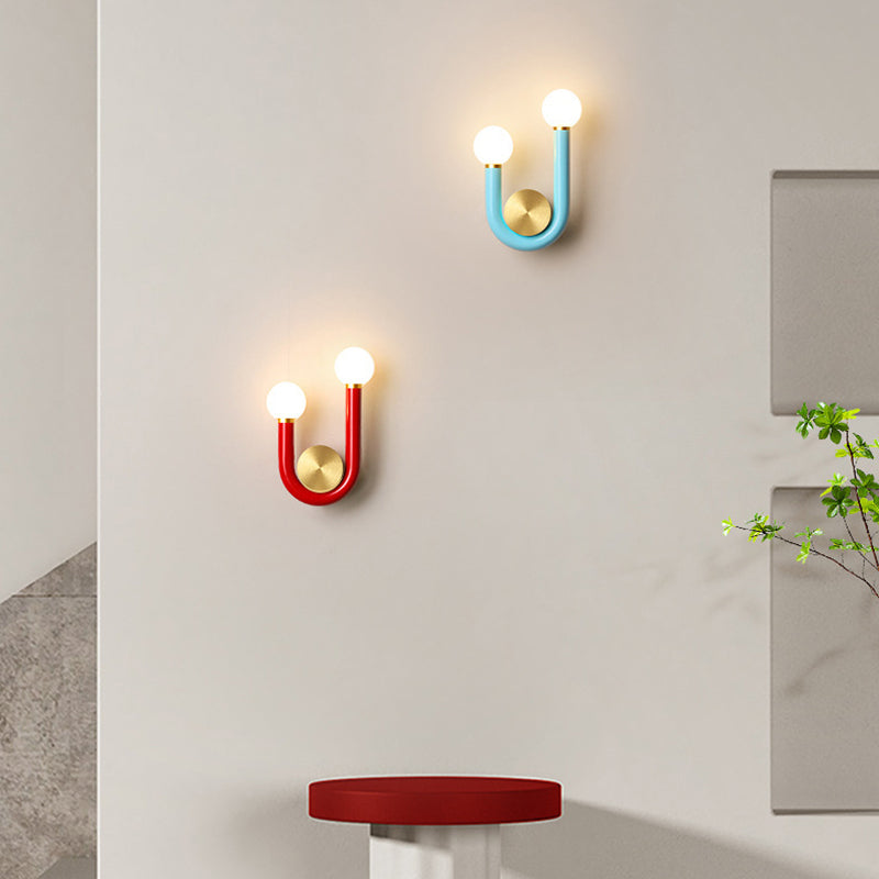 Traditional Japanese Iron Acrylic Aluminum U Shaped Round LED Wall Sconce Lamp For Bedroom &amp; Living Room