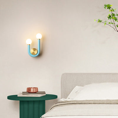 Traditional Japanese Iron Acrylic Aluminum U Shaped Round LED Wall Sconce Lamp For Bedroom & Living Room