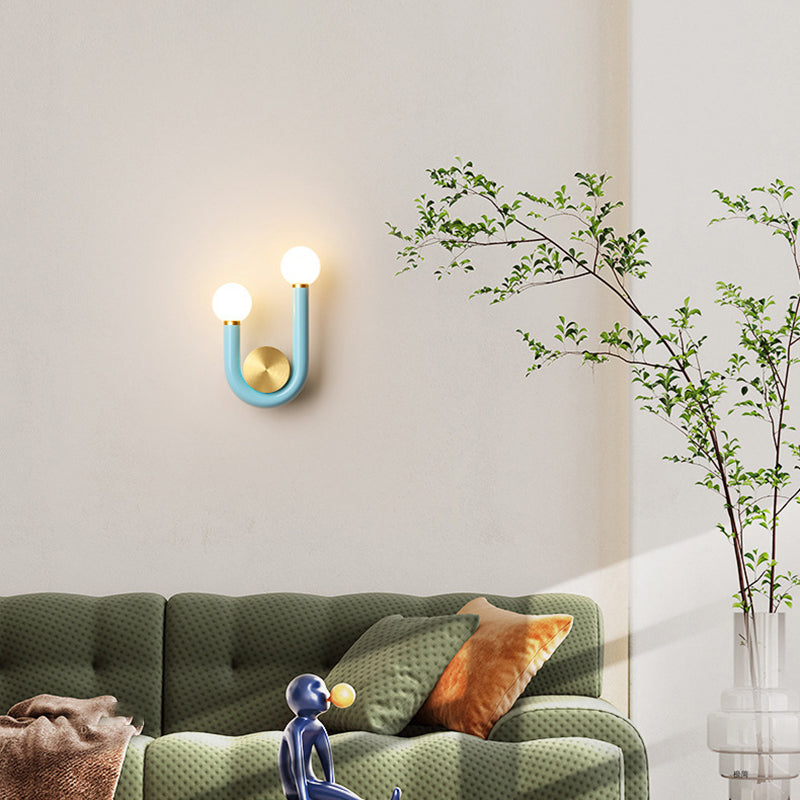 Traditional Japanese Iron Acrylic Aluminum U Shaped Round LED Wall Sconce Lamp For Bedroom &amp; Living Room