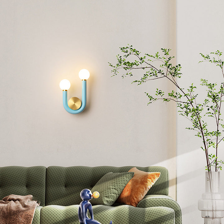 Traditional Japanese Iron Acrylic Aluminum U Shaped Round LED Wall Sconce Lamp For Bedroom &amp; Living Room