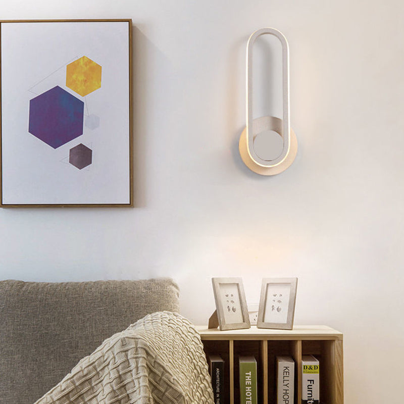 مصباح حائط LED بيضاوي معدني أكريليك حديث على الطراز الإسكندنافي لغرفة النوم وغرفة المعيشة 