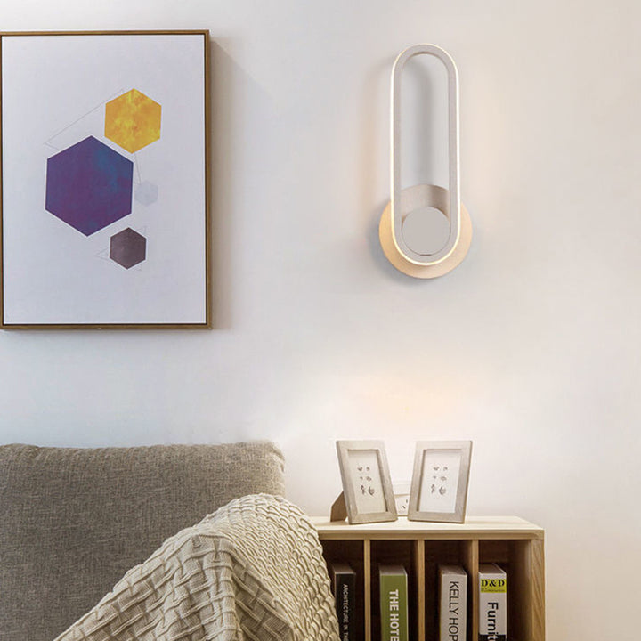 مصباح حائط LED بيضاوي معدني أكريليك حديث على الطراز الإسكندنافي لغرفة النوم وغرفة المعيشة 