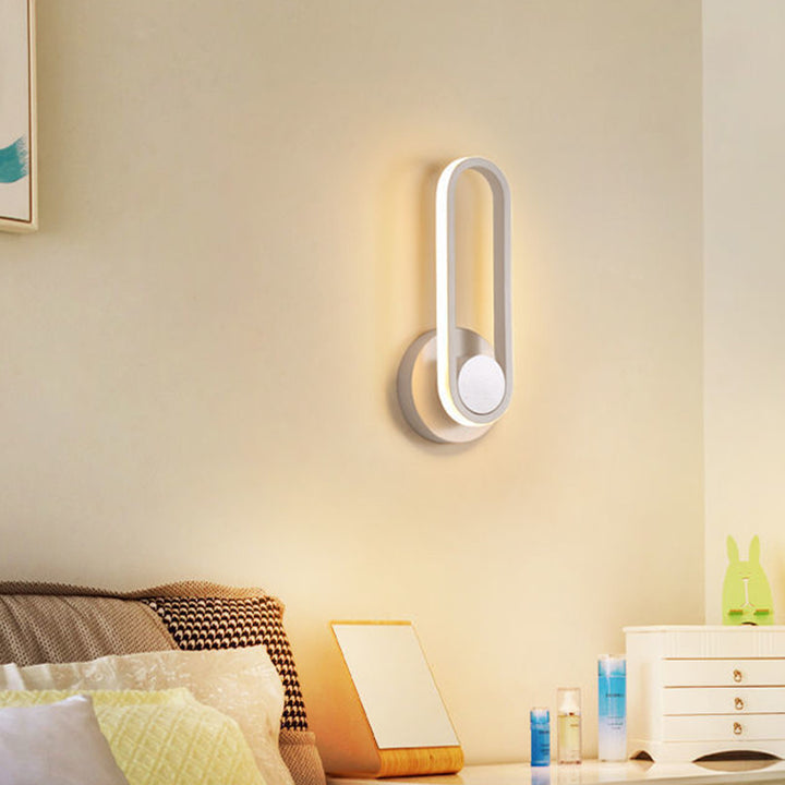 مصباح حائط LED بيضاوي معدني أكريليك حديث على الطراز الإسكندنافي لغرفة النوم وغرفة المعيشة 