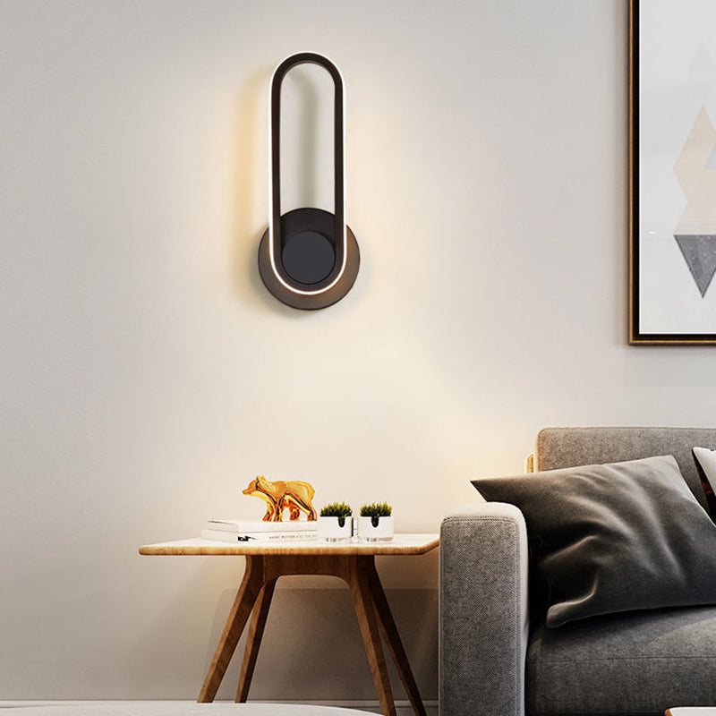 Contemporary Nordic Acrylic Metal Round Oval LED Wall Sconce Lamp For Bedroom & Living Room