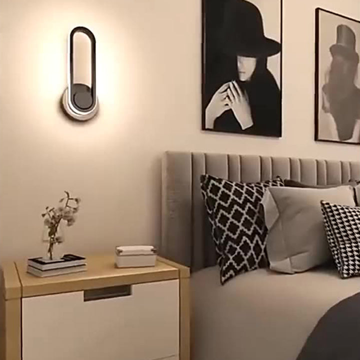 مصباح حائط LED بيضاوي معدني أكريليك حديث على الطراز الإسكندنافي لغرفة النوم وغرفة المعيشة 