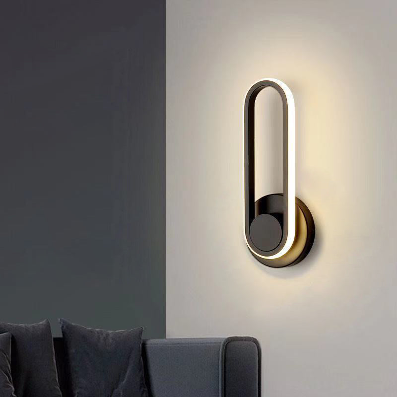 مصباح حائط LED بيضاوي معدني أكريليك حديث على الطراز الإسكندنافي لغرفة النوم وغرفة المعيشة 