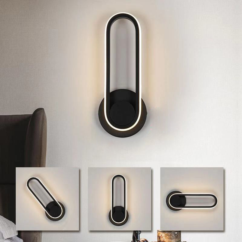 مصباح حائط LED بيضاوي معدني أكريليك حديث على الطراز الإسكندنافي لغرفة النوم وغرفة المعيشة 