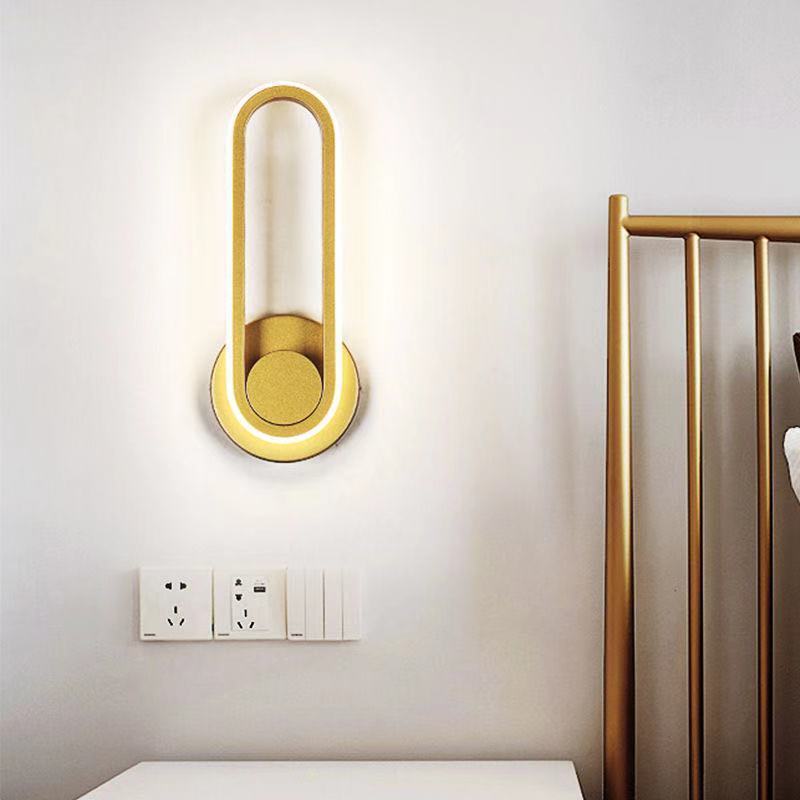 Contemporary Nordic Acrylic Metal Round Oval LED Wall Sconce Lamp For Bedroom & Living Room
