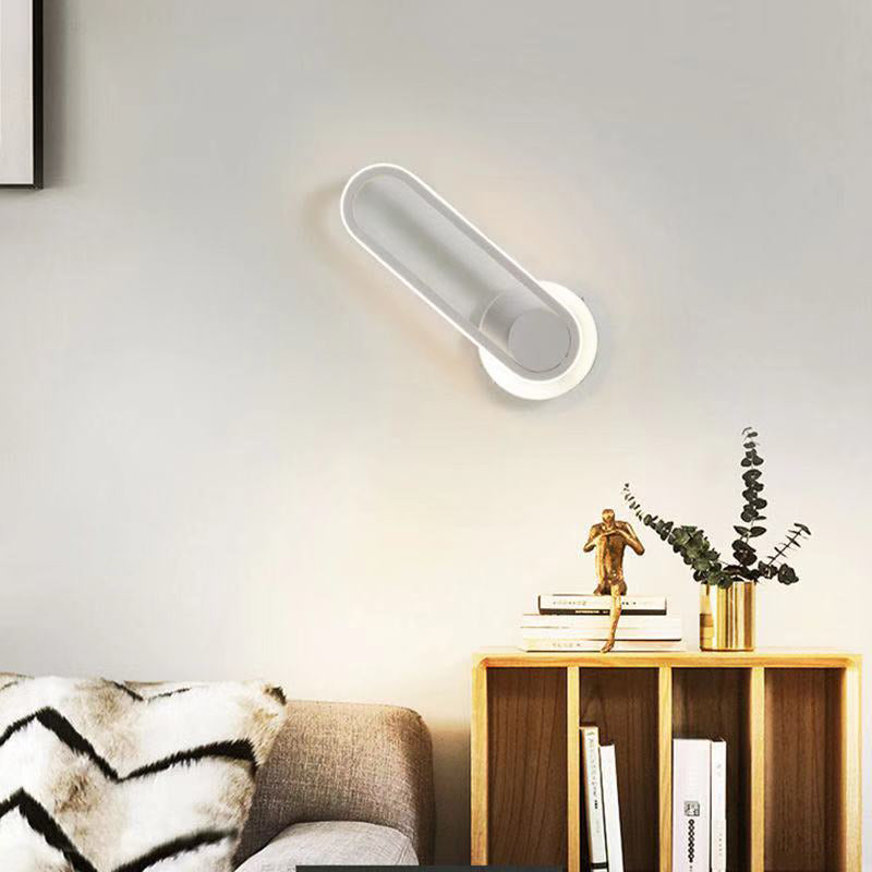 Contemporary Nordic Acrylic Metal Round Oval LED Wall Sconce Lamp For Bedroom & Living Room