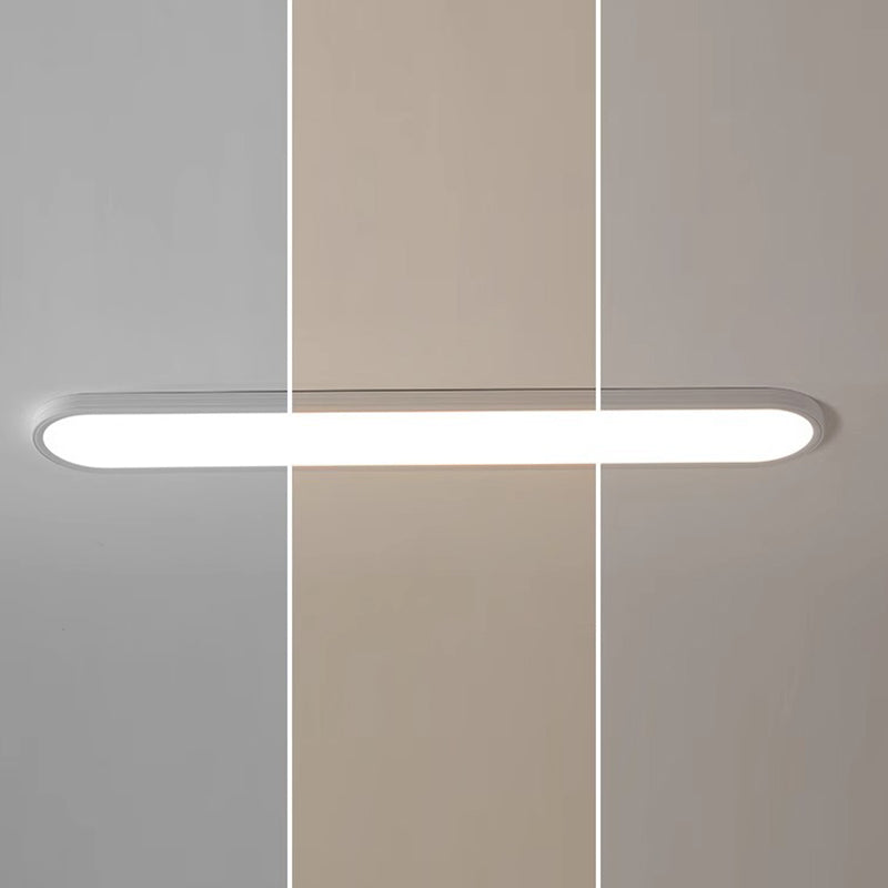 Modern Minimalist Acrylic Aluminum Iron Long Oval LED Flush Mount Ceiling Light For Bedroom & Living Room