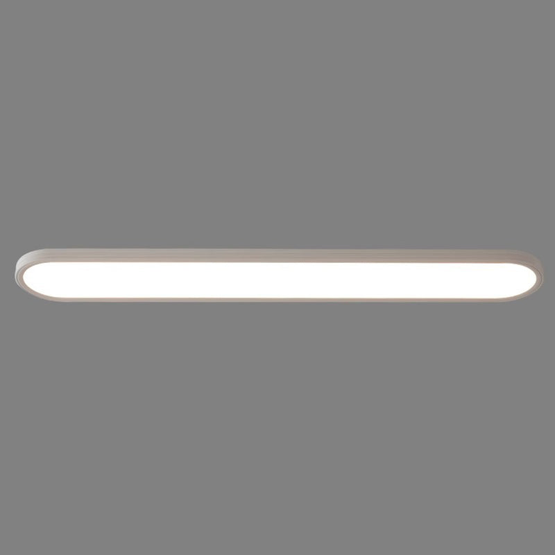 Modern Minimalist Acrylic Aluminum Iron Long Oval LED Flush Mount Ceiling Light For Bedroom & Living Room