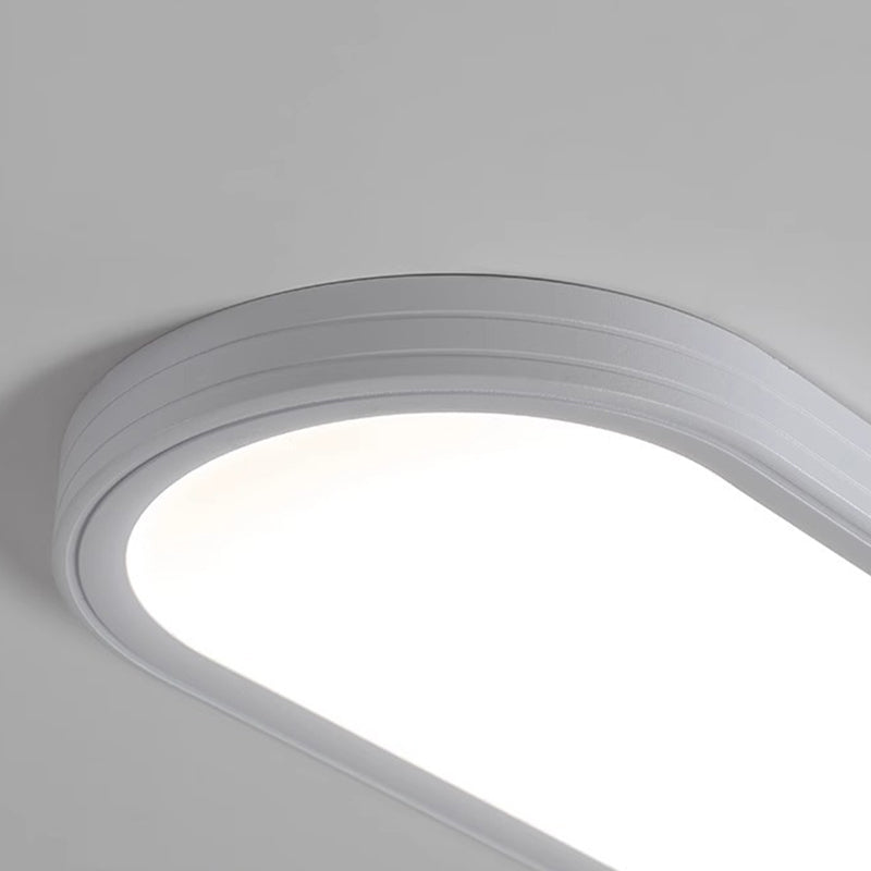 Modern Minimalist Acrylic Aluminum Iron Long Oval LED Flush Mount Ceiling Light For Bedroom & Living Room