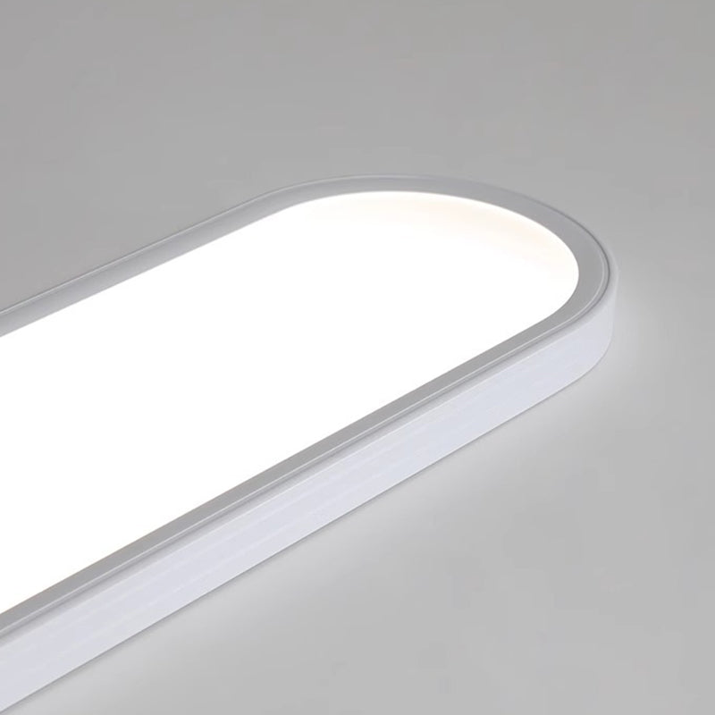 Modern Minimalist Acrylic Aluminum Iron Long Oval LED Flush Mount Ceiling Light For Bedroom & Living Room