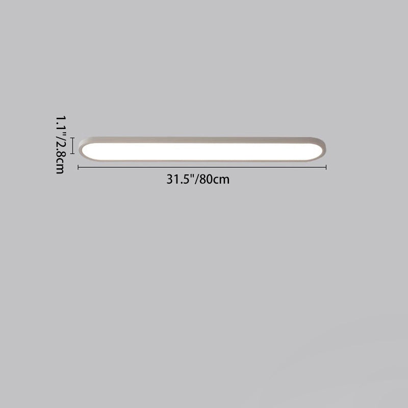 Modern Minimalist Acrylic Aluminum Iron Long Oval LED Flush Mount Ceiling Light For Bedroom & Living Room