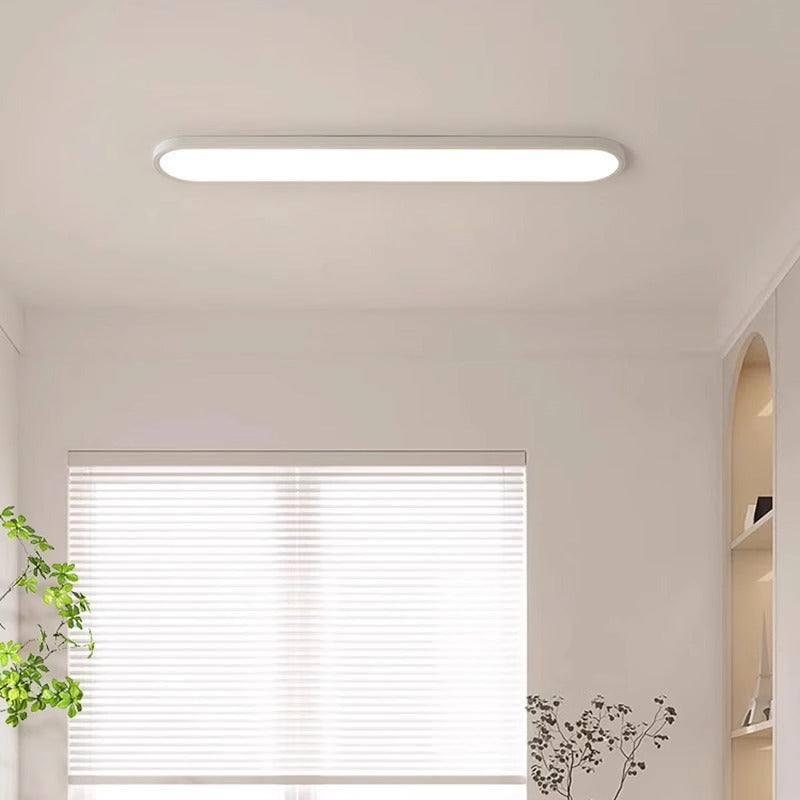 Modern Minimalist Acrylic Aluminum Iron Long Oval LED Flush Mount Ceiling Light For Bedroom & Living Room