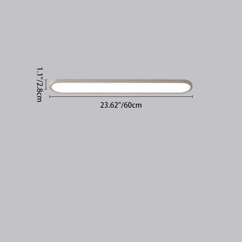 Modern Minimalist Acrylic Aluminum Iron Long Oval LED Flush Mount Ceiling Light For Bedroom & Living Room