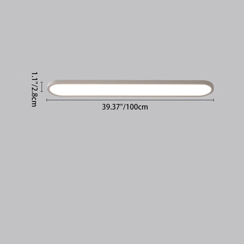 Modern Minimalist Acrylic Aluminum Iron Long Oval LED Flush Mount Ceiling Light For Bedroom & Living Room