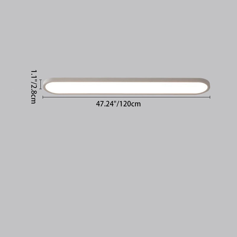 Modern Minimalist Acrylic Aluminum Iron Long Oval LED Flush Mount Ceiling Light For Bedroom & Living Room