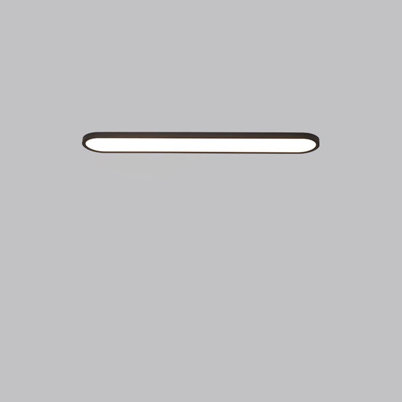 Modern Minimalist Acrylic Aluminum Iron Long Oval LED Flush Mount Ceiling Light For Bedroom & Living Room