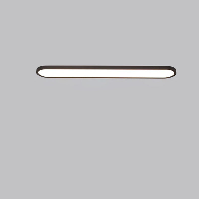Modern Minimalist Acrylic Aluminum Iron Long Oval LED Flush Mount Ceiling Light For Bedroom & Living Room