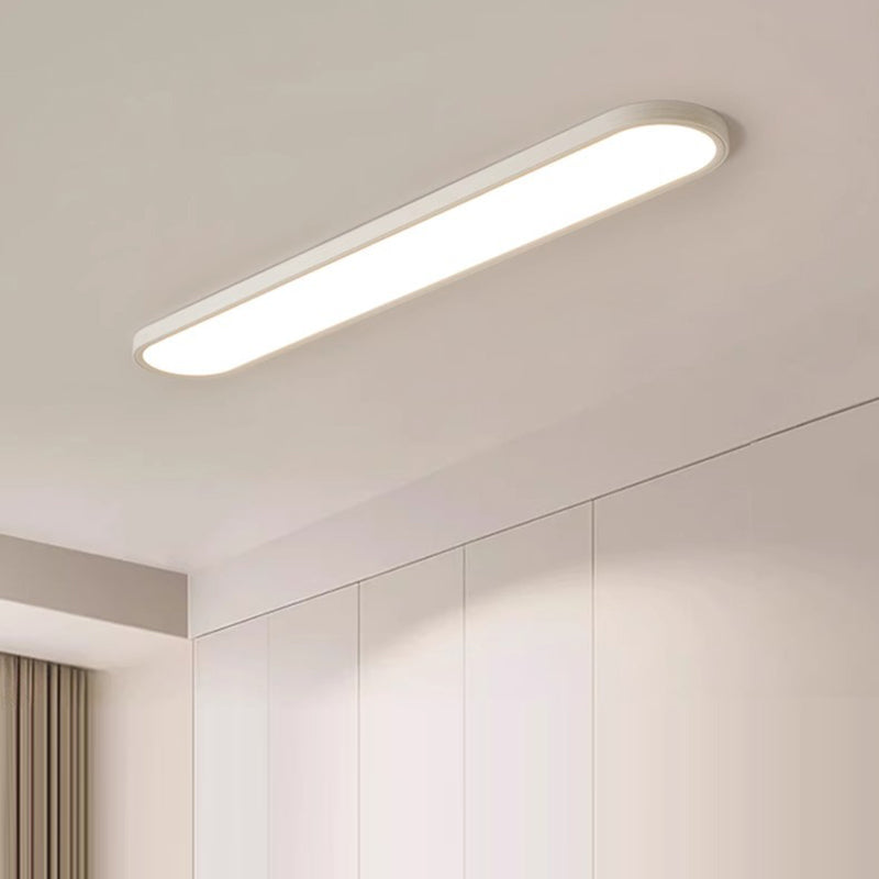 Modern Minimalist Acrylic Aluminum Iron Long Oval LED Flush Mount Ceiling Light For Bedroom & Living Room