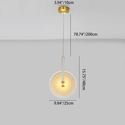 Contemporary Nordic Glass Iron Leather Round Long LED Pendant Light For Bedroom & Living Room