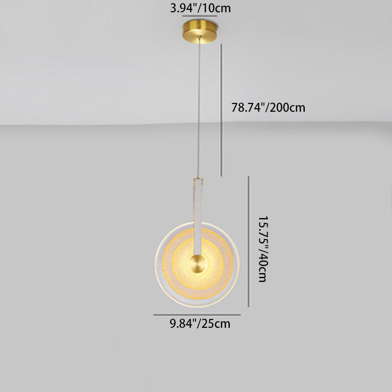 Contemporary Nordic Glass Iron Leather Round Long LED Pendant Light For Bedroom & Living Room