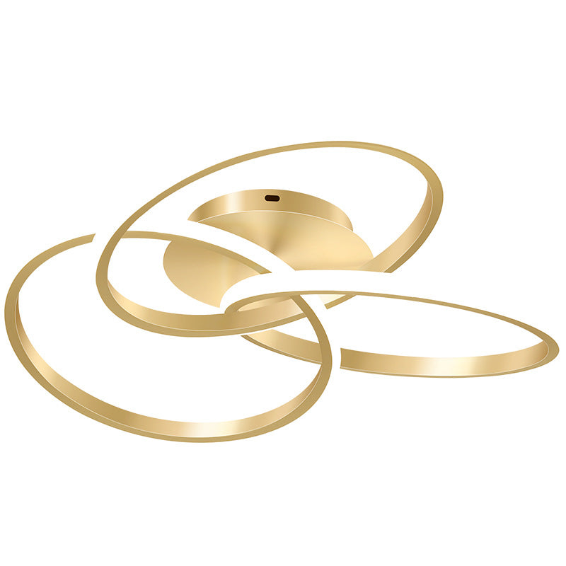 Contemporary Creative Silicone Hardware Interlocking Ring LED Semi-Flush Mount Ceiling Light For Bedroom & Living Room