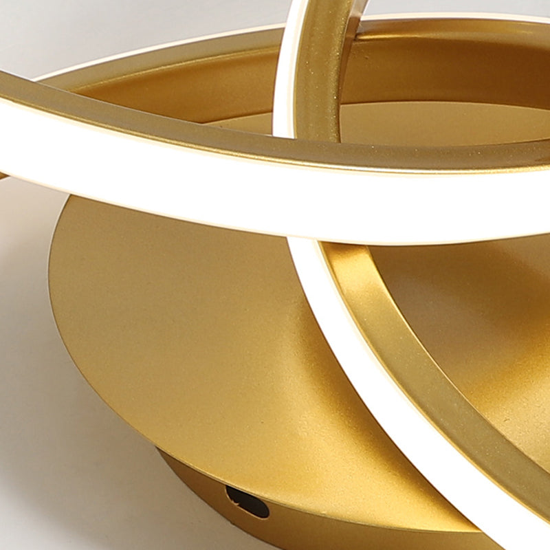 Contemporary Creative Silicone Hardware Interlocking Ring LED Semi-Flush Mount Ceiling Light For Bedroom & Living Room