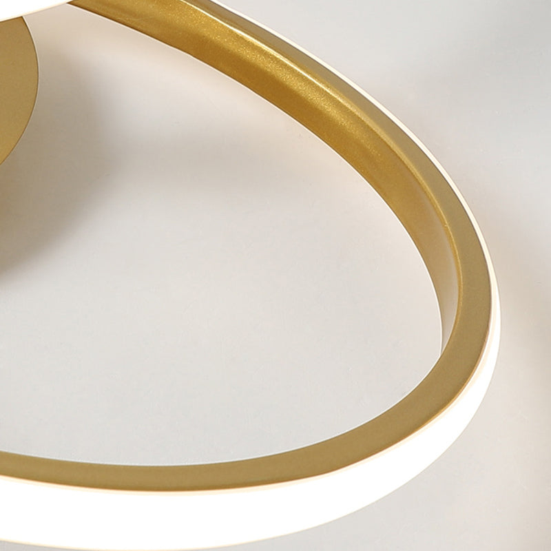Contemporary Creative Silicone Hardware Interlocking Ring LED Semi-Flush Mount Ceiling Light For Bedroom & Living Room
