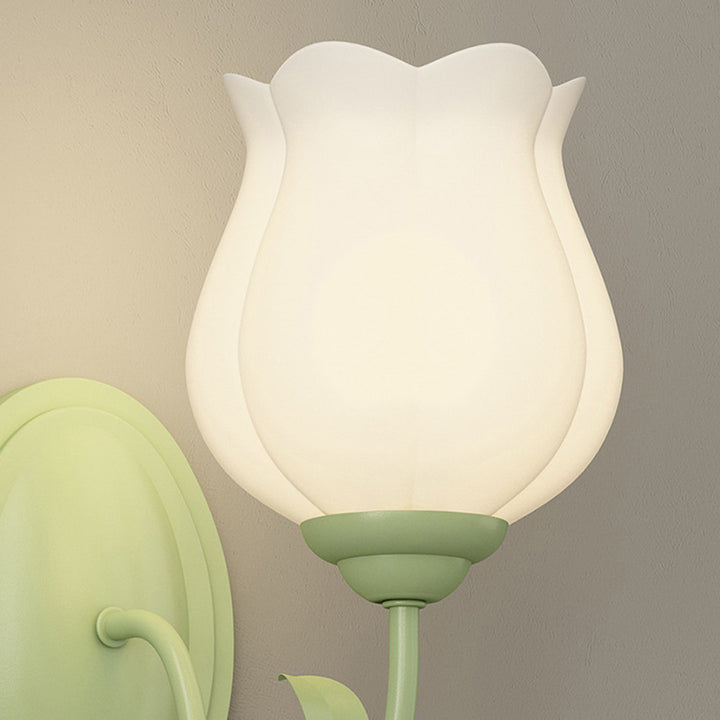Traditional French Glass Iron Flower Leaf 1/2 Light LED Wall Sconce Lamp For Bedroom &amp; Living Room