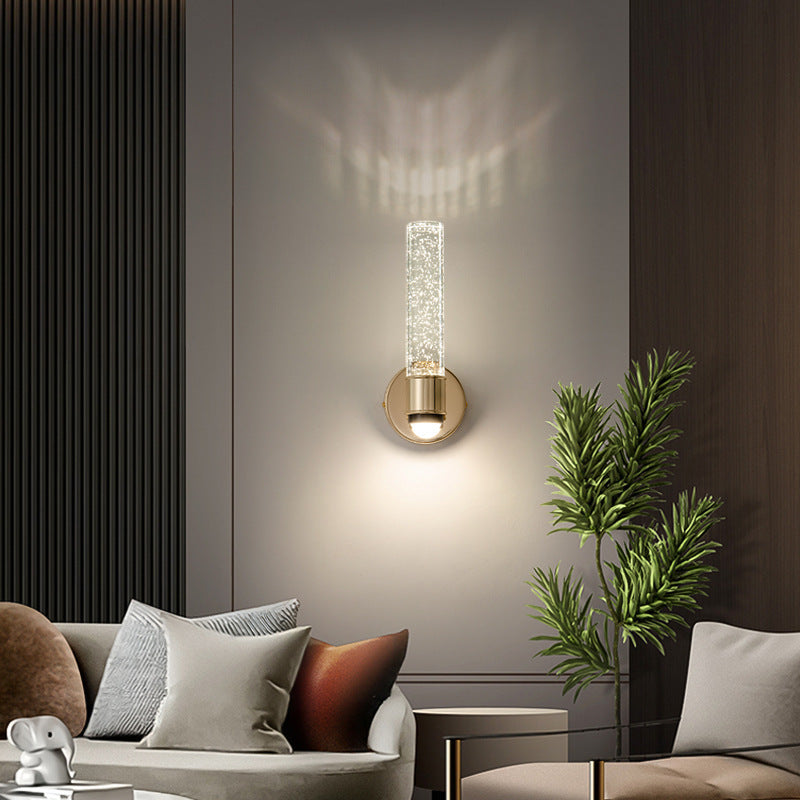 Modern Luxury Acrylic Aluminum Crystal Bubble Round LED Wall Sconce Lamp For Bedroom & Living Room