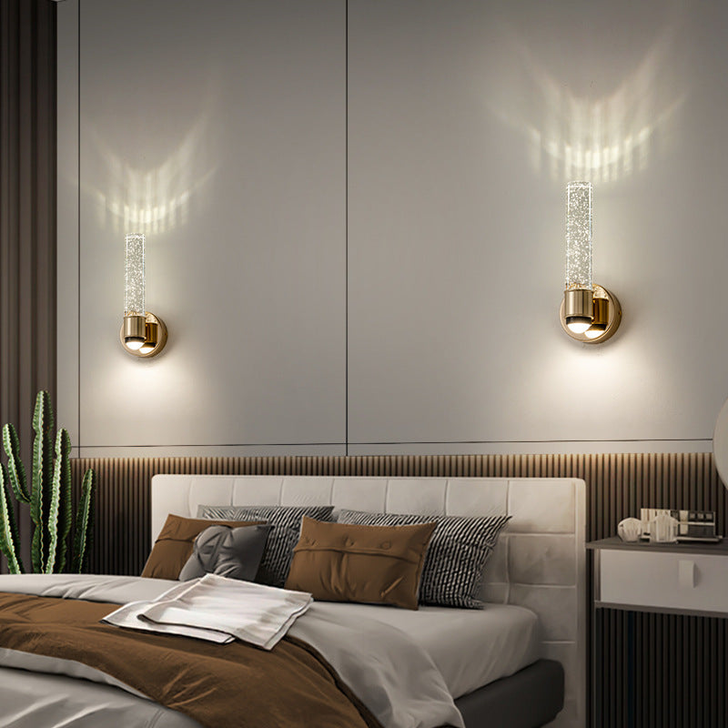Modern Luxury Acrylic Aluminum Crystal Bubble Round LED Wall Sconce Lamp For Bedroom & Living Room