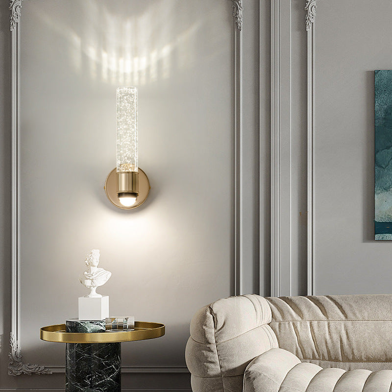 Modern Luxury Acrylic Aluminum Crystal Bubble Round LED Wall Sconce Lamp For Bedroom & Living Room